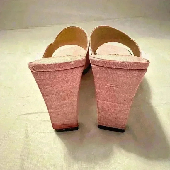 Moda Spana Rivta Pink Indian Silk Heel Sandals Sz 7 Barbie - Picture 4 of 8
